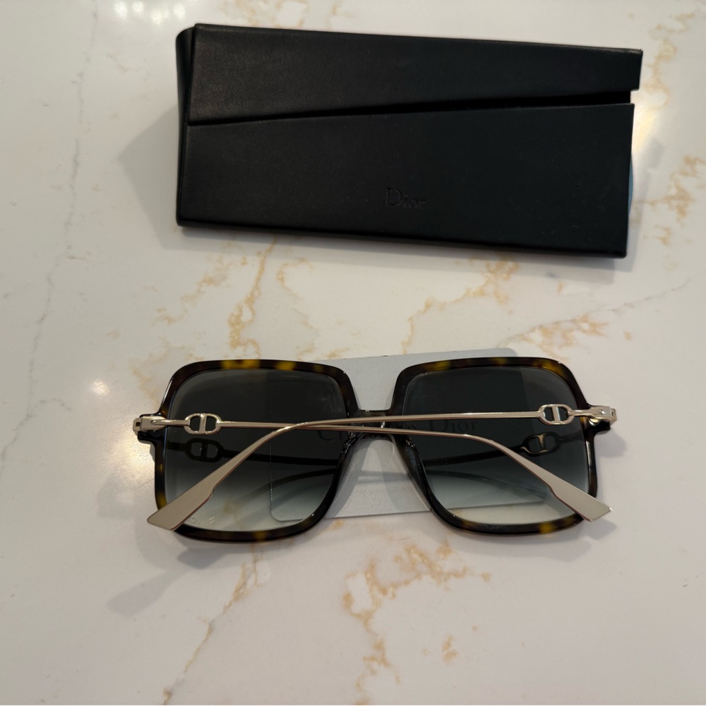 DIOR BROWN TORTOISE SQUARE SUNGLASSES - Picture 8 of 10